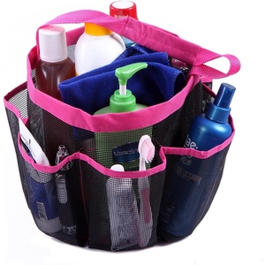 image:imageHDE Mesh Shower Caddy Portable  Quick Dry Tote for College Camp Bath Dorm Essentials  Large Center Storage Basket with 7 Outer Pockets amp Handles BlackPink