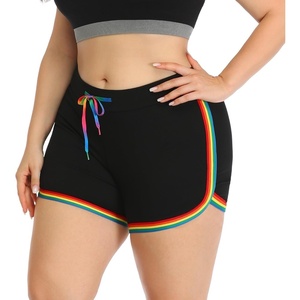 image:imageHDE Plus Size Dolphin Shorts for Women Running Workout Short Athletic BottomsBlack W Rainbow