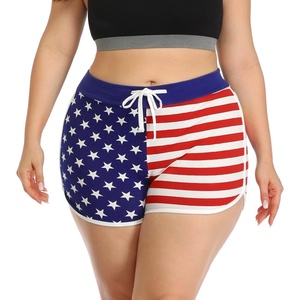 image:imageHDE Plus Size Dolphin Shorts for Women Running Workout Short Athletic BottomsUs Flag