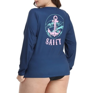image:imageHDE Plus Size Rash Guard for Women UPF 50 Quick Dry Long Sleeve Swim TopSalty