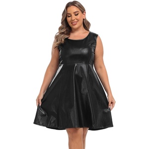image:imageHDE Plus Size Shiny Metallic Alien Costume Dress Futuristic Sleeveless Space Skater DressBlack