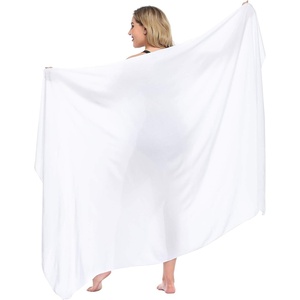 image:imageHDE Plus Size UPF 30 Pareo Swimsuit Cover Up Fringeless Sarong Sun Shawl Beach Sarong Wrap Convertible Sun Protection BlanketWhite
