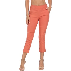 image:imageHDE Pull On Capri Pants for Women with Pockets Elastic Waist Cropped Work PantsDark Coral
