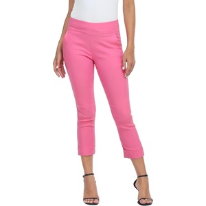 image:imageHDE Pull On Capri Pants for Women with Pockets Elastic Waist Cropped Work PantsHot Pink