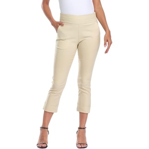 image:imageHDE Pull On Capri Pants for Women with Pockets Elastic Waist Cropped Work PantsKhaki