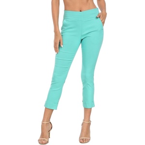 image:imageHDE Pull On Capri Pants for Women with Pockets Elastic Waist Cropped Work PantsTurquoise