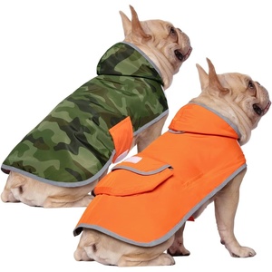image:imageHDE Reversible Dog Raincoat Hooded Slicker Poncho Rain Coat Jacket for Small Medium Large Dogs Buffalo Plaid Red  SCamo  Orange