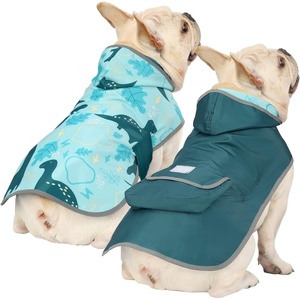 image:imageHDE Reversible Dog Raincoat Hooded Slicker Poncho Rain Coat Jacket for Small Medium Large Dogs Buffalo Plaid Red  SDinosaurs