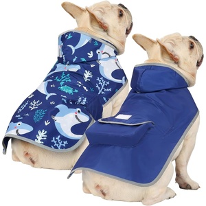 image:imageHDE Reversible Dog Raincoat Hooded Slicker Poncho Rain Coat Jacket for Small Medium Large Dogs Buffalo Plaid Red  SSharks