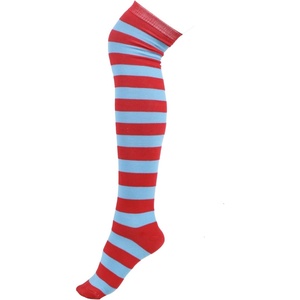 image:imageHDE Womens Extra Long Striped Socks Over Knee High Opaque StockingsA Blue  Red Stripes