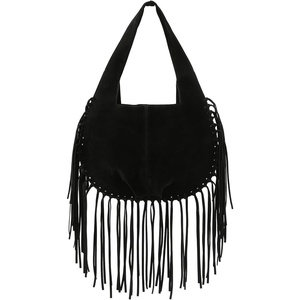 image:imageHDE Womens Faux Suede Leather Bag Fringe Tassel Shoulder Purse Western HandbagBlack