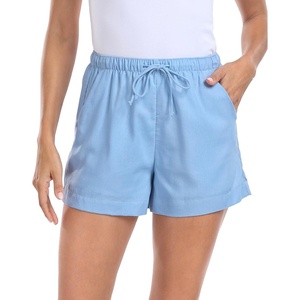 image:imageHDE Womens Linen Blend Drawstring Shorts High Waisted 4 Inseam Summer ShortsBlue