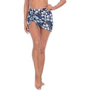 image:imageHDE Womens Mesh Mini Skirt Sheer Cover Up Drawstring Ruched Swimsuit CoverupBlue Aloha