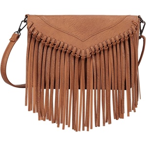 image:imageHDE Womens PU Leather Hobo Fringe Crossbody Tassel Purse Vintage Flap Envelope Handbag Western Sling Shoulder BagCaramel Brown