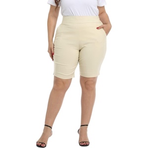image:imageHDE Womens Plus Size Bermuda Shorts Mid Rise 10 Inseam Shorts with PocketsKhaki