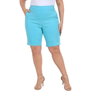 image:imageHDE Womens Plus Size Bermuda Shorts Mid Rise 10 Inseam Shorts with PocketsOcean Blue