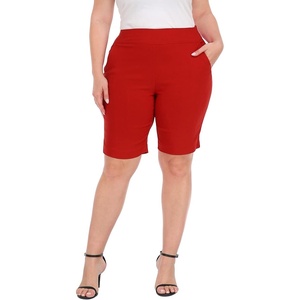 image:imageHDE Womens Plus Size Bermuda Shorts Mid Rise 10 Inseam Shorts with PocketsRed