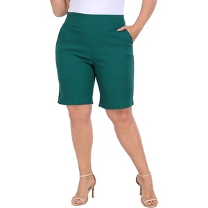 image:imageHDE Womens Plus Size Bermuda Shorts Mid Rise 10 Inseam Shorts with PocketsTeal