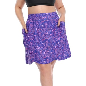 image:imageHDE Womens Plus Size Skort Skirt with Bike Shorts Active Golf Swim Skirt PocketsRoyal Blue Paisley