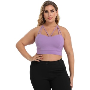 image:imageHDE Womens Plus Size Spaghetti Strap Cami Bralette Bustier Crop TopLilac