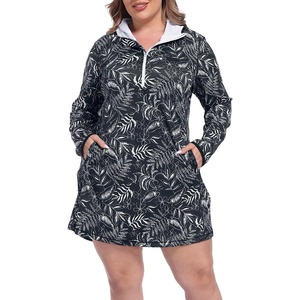 image:imageHDE Womens Plus Size Swim Coverup Dress with Hood UPF 50 Long Sleeve Cover UpBlack Tropical Floral