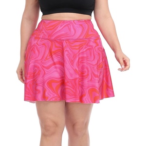 image:imageHDE Womens Plus Size Tennis Skort Pleated Athletic Golf Skirt with ShortsPink Swirls