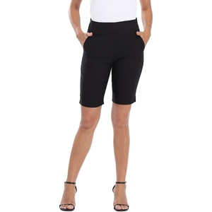 image:imageHDE Womens Pull On Bermuda Shorts Mid Rise 10 Inseam Shorts with PocketsBlack