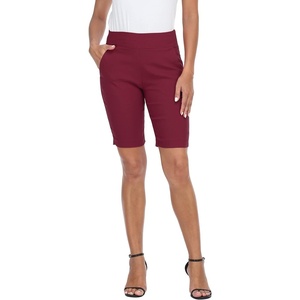 image:imageHDE Womens Pull On Bermuda Shorts Mid Rise 10 Inseam Shorts with PocketsBurgundy