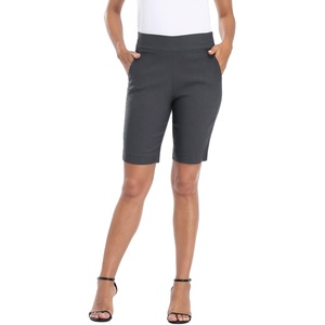 image:imageHDE Womens Pull On Bermuda Shorts Mid Rise 10 Inseam Shorts with PocketsCharcoal