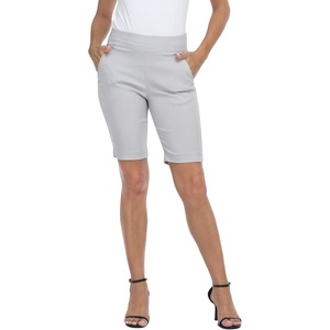 image:imageHDE Womens Pull On Bermuda Shorts Mid Rise 10 Inseam Shorts with PocketsCool Gray
