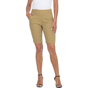 image:imageHDE Womens Pull On Bermuda Shorts Mid Rise 10 Inseam Shorts with PocketsDark Khaki