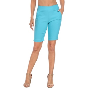 image:imageHDE Womens Pull On Bermuda Shorts Mid Rise 10 Inseam Shorts with PocketsOcean Blue