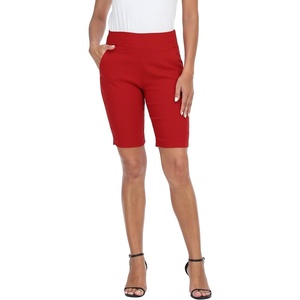 image:imageHDE Womens Pull On Bermuda Shorts Mid Rise 10 Inseam Shorts with PocketsRed