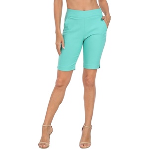 image:imageHDE Womens Pull On Bermuda Shorts Mid Rise 10 Inseam Shorts with PocketsTurquoise
