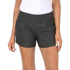 image:imageHDE Womens Pull On Dress Shorts 3 Inseam with Pockets High Waisted Chino Dressy Pleated Summer Stretchy Elastic Waist ShortsCharcoal