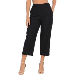 image:imageHDE Womens Pull On Linen Capri Pants Cropped High Waisted Summer CaprisBlack