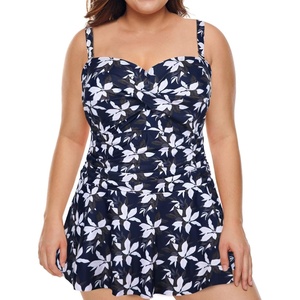 image:imageHDE Womens Twist Front Swim Dress  Vintage Plus Size Swimming Suit SkirtiniBlack White Magnolia