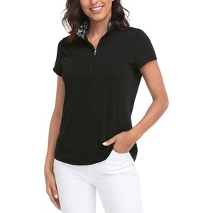 image:imageLRD Womens Golf Polo Shirt Short Sleeve Quarter Zip Mock Neck Tennis Shirt UPF 30 Sun Protection Quick Dry Performance TopBlack  Aloha
