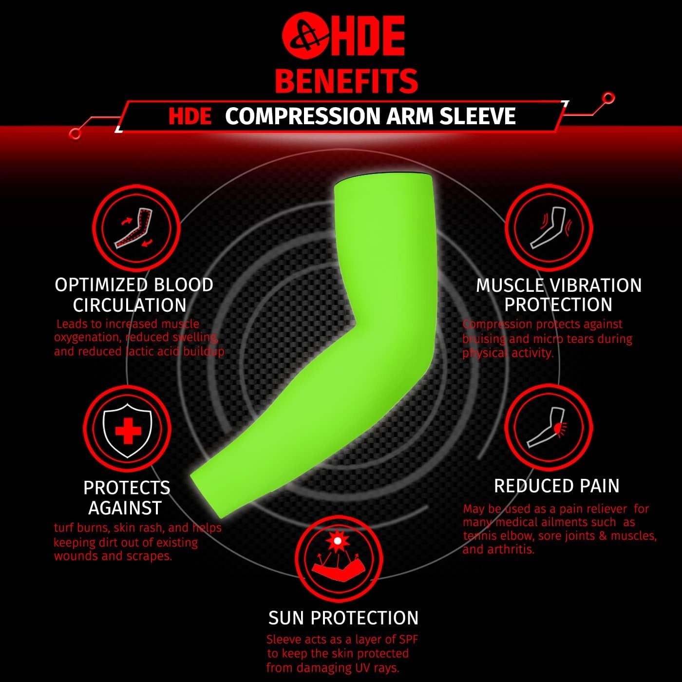 image:imageHDE Arm Compression Sleeves for Kids Basketball Shooting Sleeve Youth Sports Cooling Sun Protection Football Baseball 1 PairAction Green