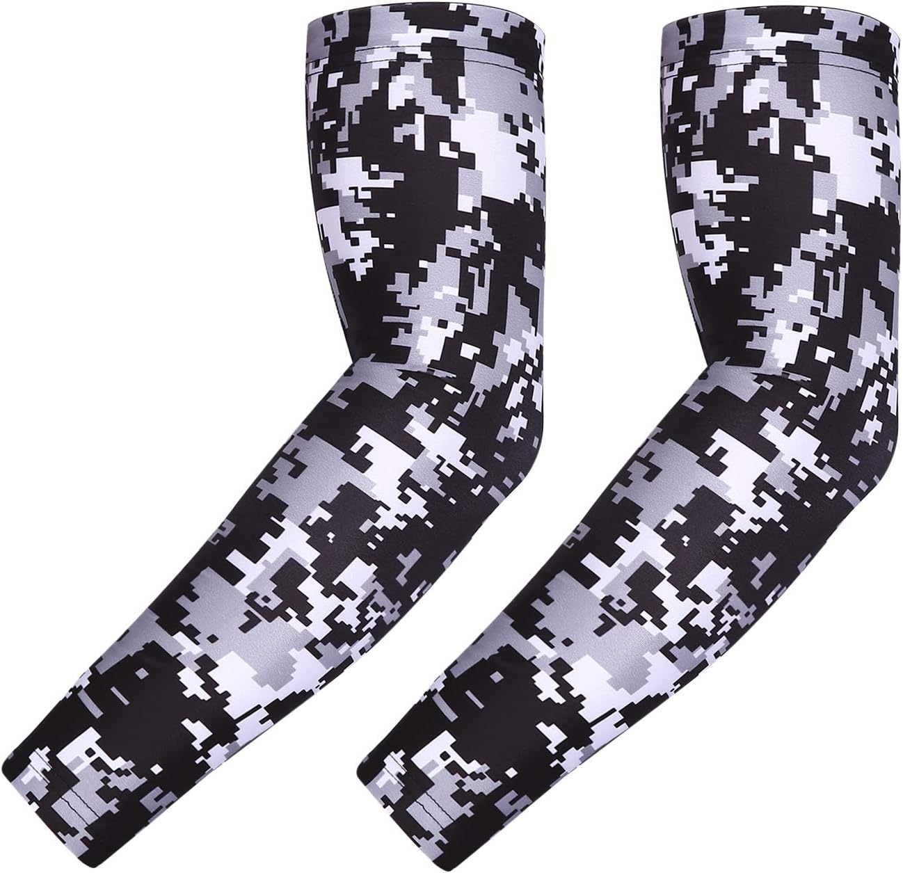 image:imageHDE Arm Compression Sleeves for Kids Basketball Shooting Sleeve Youth Sports Cooling Sun Protection Football Baseball 1 PairBlack Silver Camo