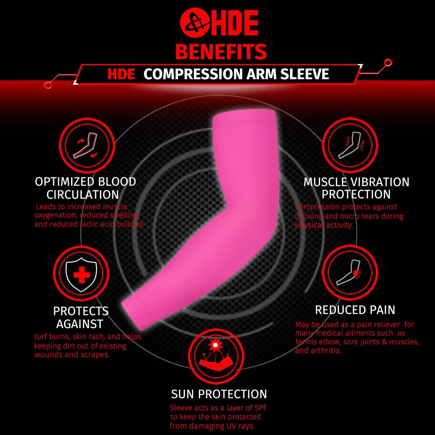 image:imageHDE Arm Compression Sleeves for Kids Basketball Shooting Sleeve Youth Sports Cooling Sun Protection Football Baseball 1 PairPink