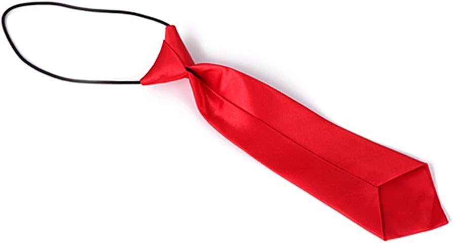 image:imageHDE Boys Pretied Tie Solid Color Formal Fashion Necktie with Elastic Neck StrapSolid Red