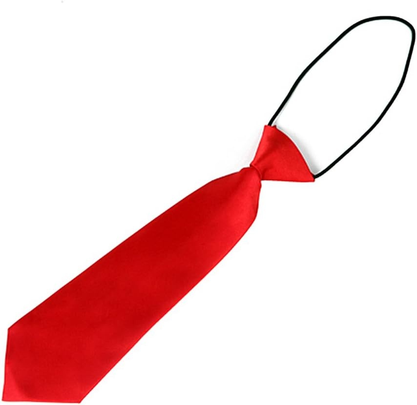 image:imageHDE Boys Pretied Tie Solid Color Formal Fashion Necktie with Elastic Neck StrapSolid Red