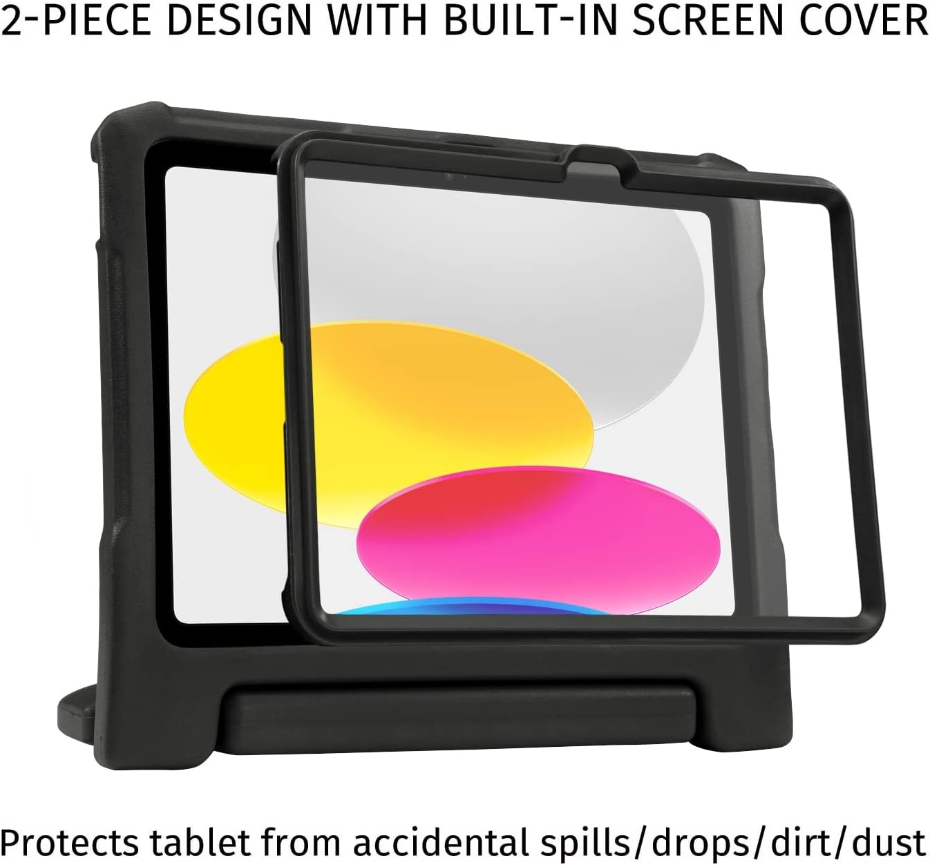 image:imageHDE Case for iPad 10th Generation 109 inch for Kids with Builtin Screen Protector Shockproof Cover with Multi Angle Viewing Handle Stand BlackBlack