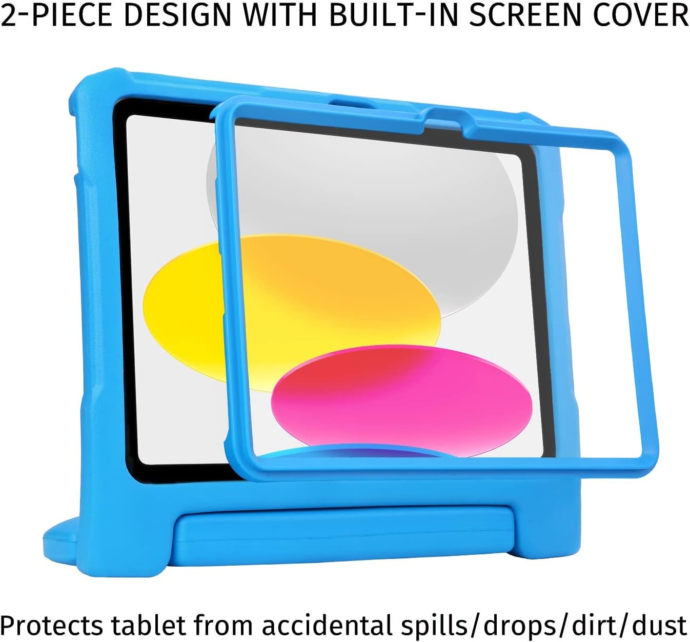 image:imageHDE Case for iPad 10th Generation 109 inch for Kids with Builtin Screen Protector Shockproof Cover with Multi Angle Viewing Handle Stand BlackBlue