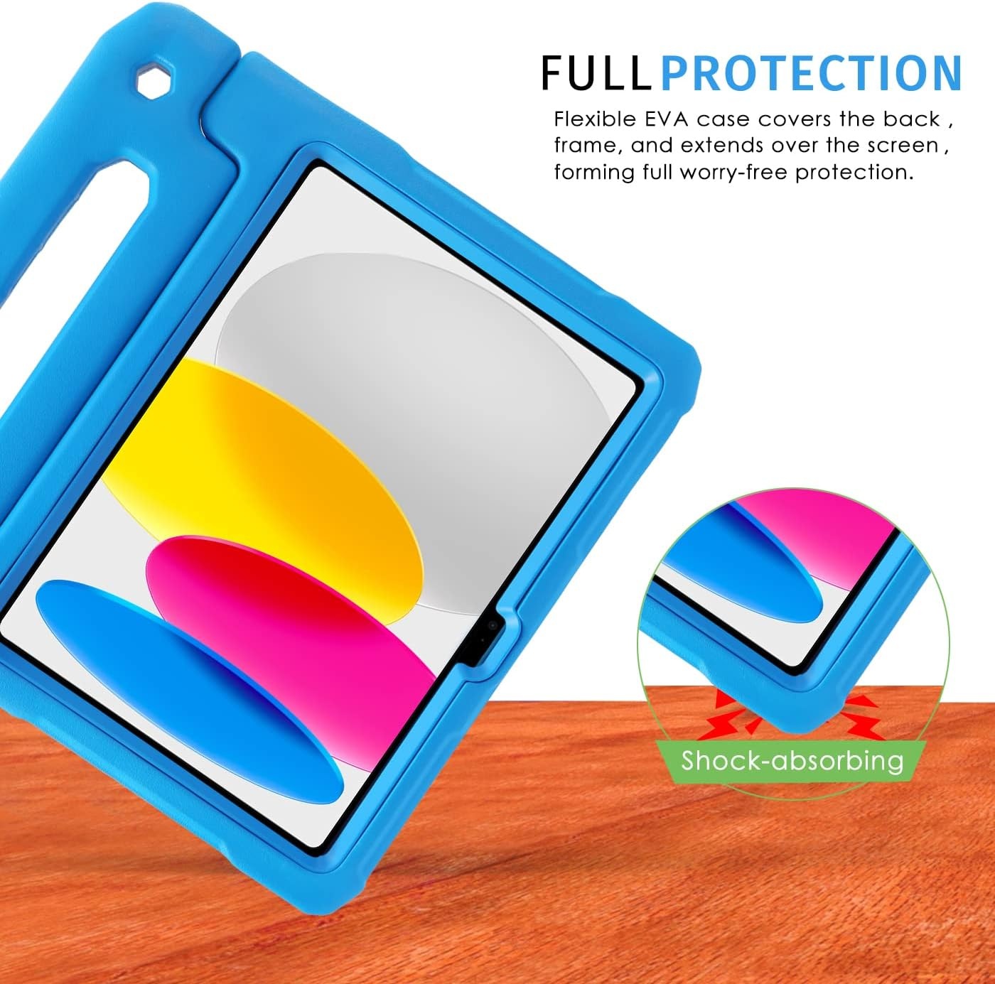 image:imageHDE Case for iPad 10th Generation 109 inch for Kids with Builtin Screen Protector Shockproof Cover with Multi Angle Viewing Handle Stand BlackBlue