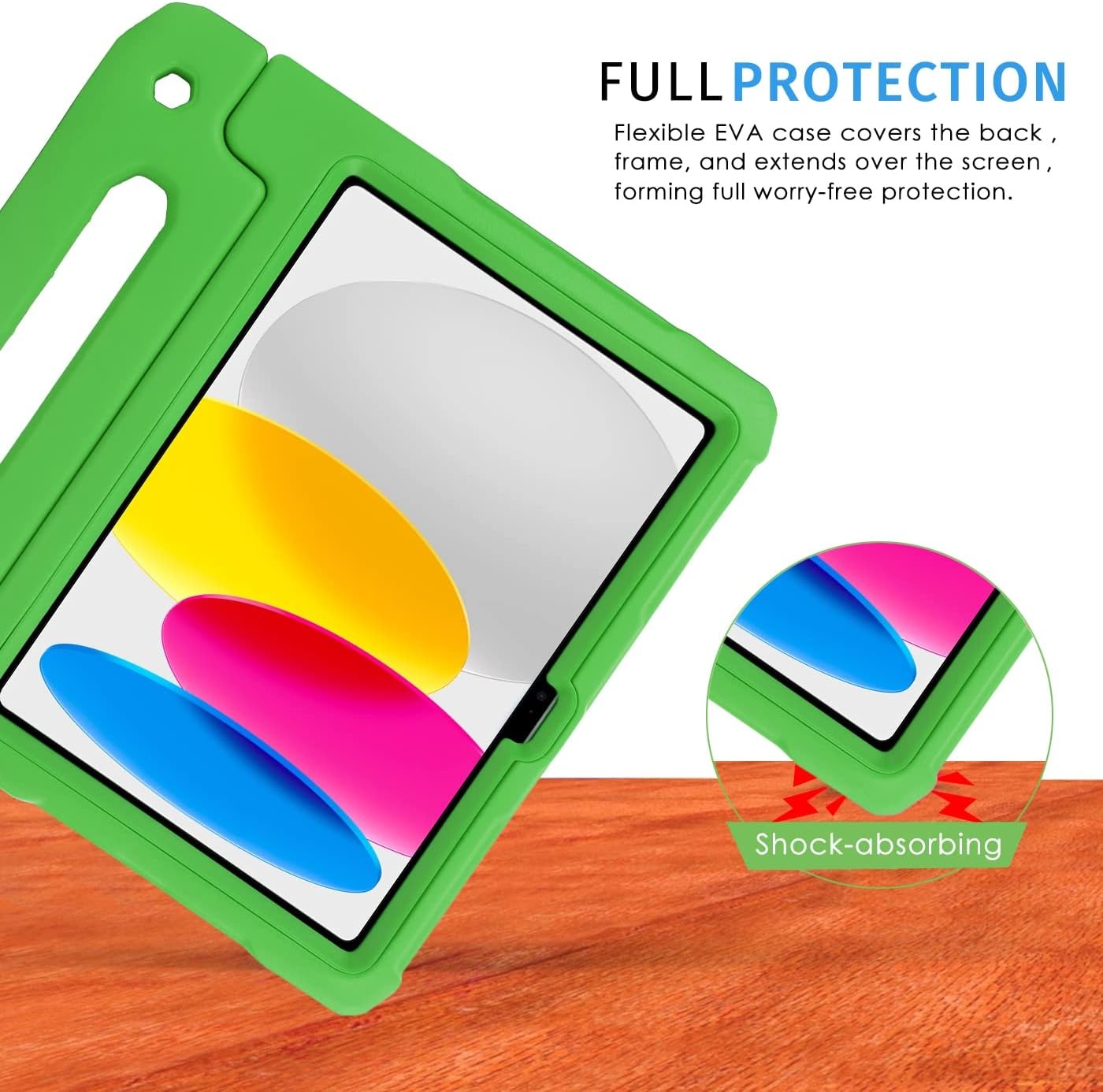 image:imageHDE Case for iPad 10th Generation 109 inch for Kids with Builtin Screen Protector Shockproof Cover with Multi Angle Viewing Handle Stand BlackGreen