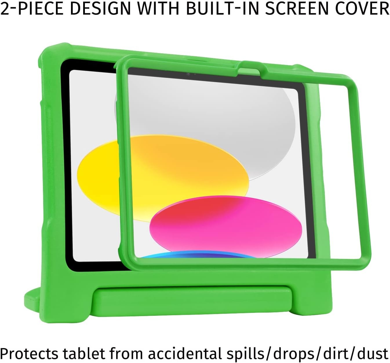image:imageHDE Case for iPad 10th Generation 109 inch for Kids with Builtin Screen Protector Shockproof Cover with Multi Angle Viewing Handle Stand BlackGreen