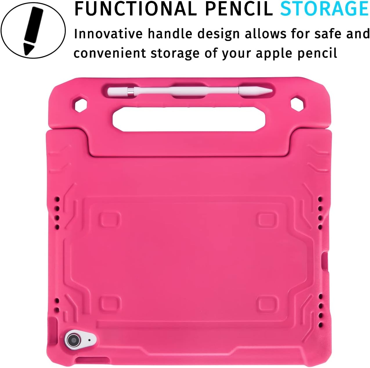 image:imageHDE Case for iPad 10th Generation 109 inch for Kids with Builtin Screen Protector Shockproof Cover with Multi Angle Viewing Handle Stand BlackHot Pink