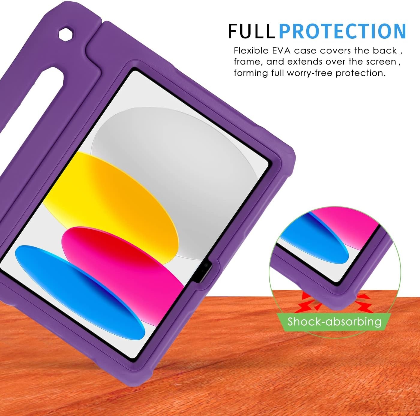 image:imageHDE Case for iPad 10th Generation 109 inch for Kids with Builtin Screen Protector Shockproof Cover with Multi Angle Viewing Handle Stand BlackPurple